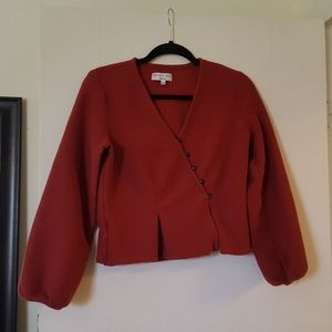 Madewell Texture & Thread Button-Wrap Top, Red